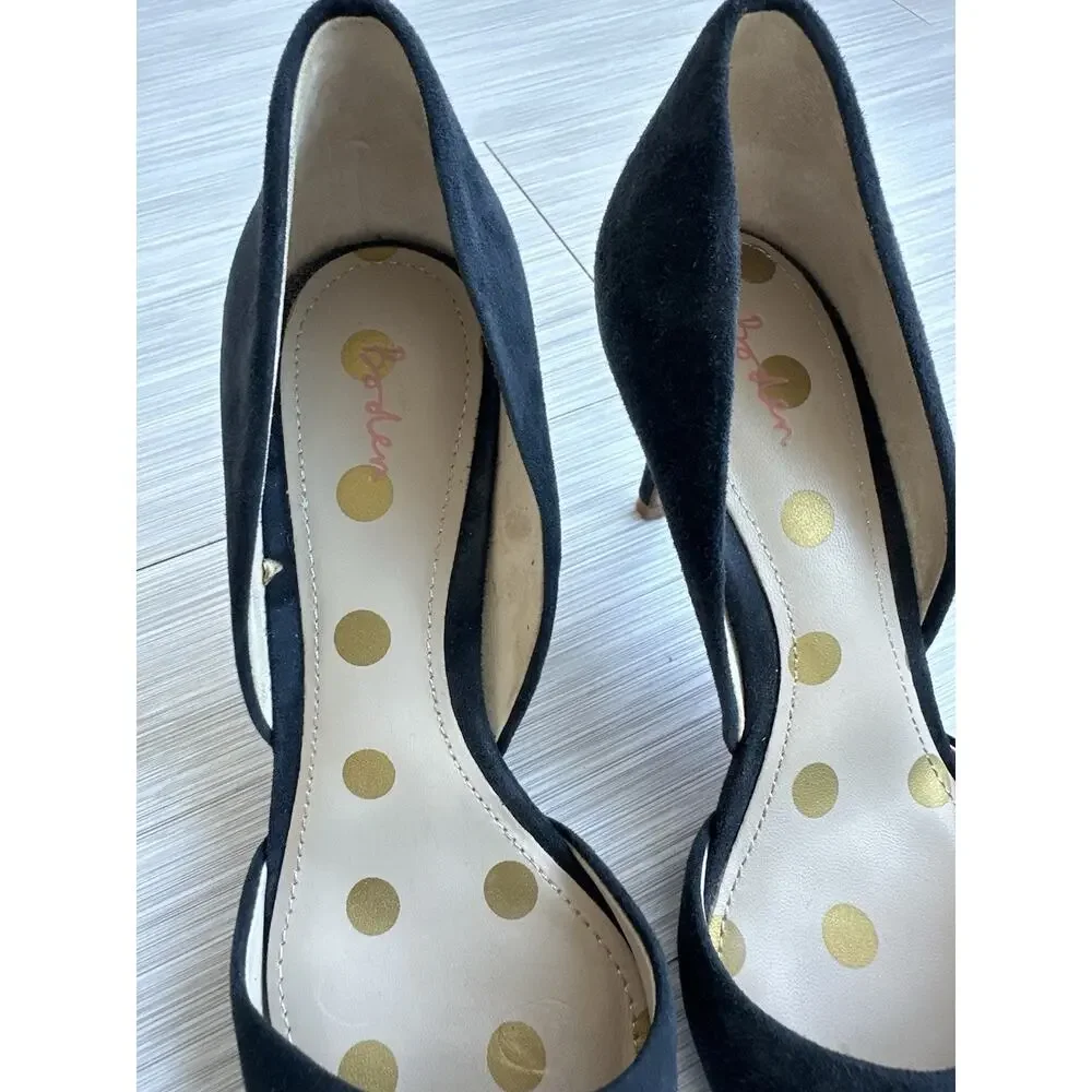 Boden Womens Blue Suede D'Orsay Pointed Toe Stiletto Slip On Heels US 7.5